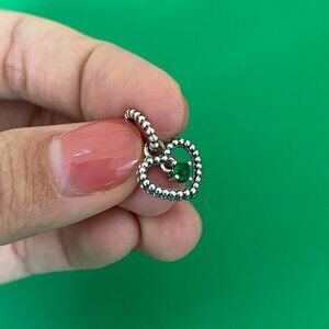 Pandora May Rainforest Green Beaded Heart Dangle Charm